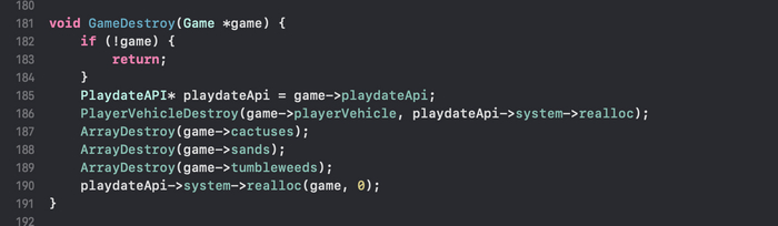 Реализация функции GameDestroy
