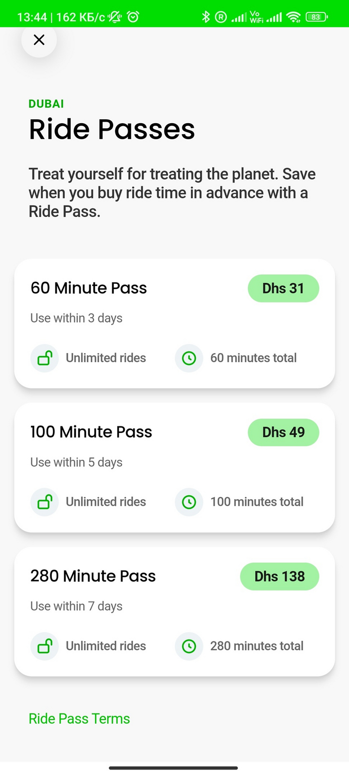 Стоимость проездных на самокатах Lime