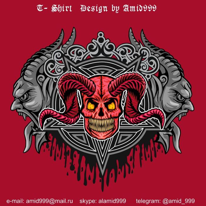 Horned skull and demons , , , , , , 