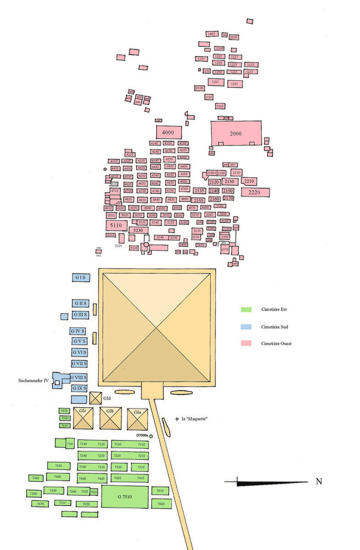 Карта некрополя вокруг пирамиды Хуфу