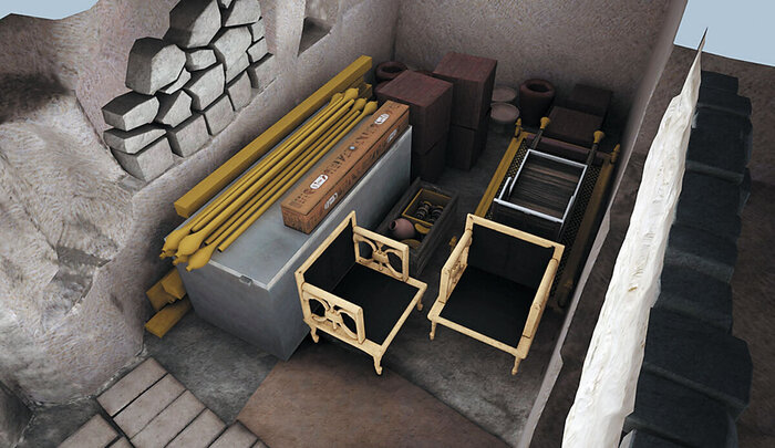 Так выглядела пирамида до того, как рассыпались деревянные предметы