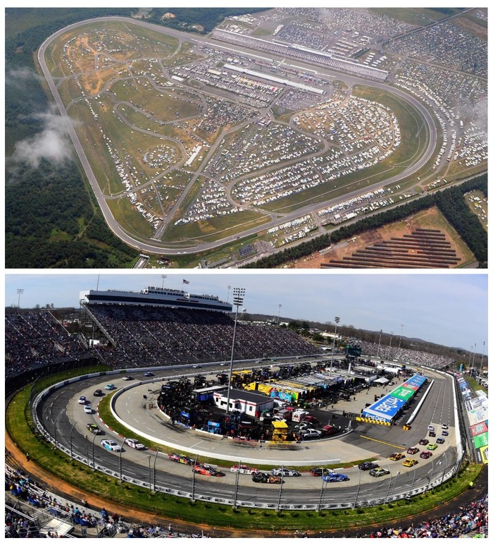 Треугольный овал "Pocono Raceway" (сверху) и короткий овал в Мартинсвилле
