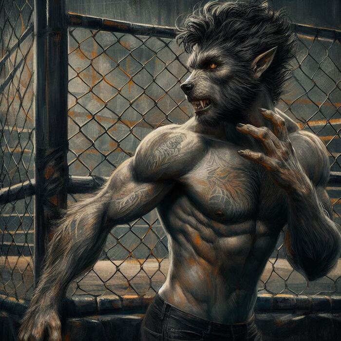 Werewolf. Fights without rules  , , Dall-e, , , , 