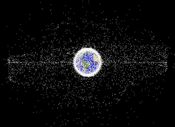 Иллюстрация концентрации орбитального мусора от LEO до GEO. (Предоставлено NASA OPDO)