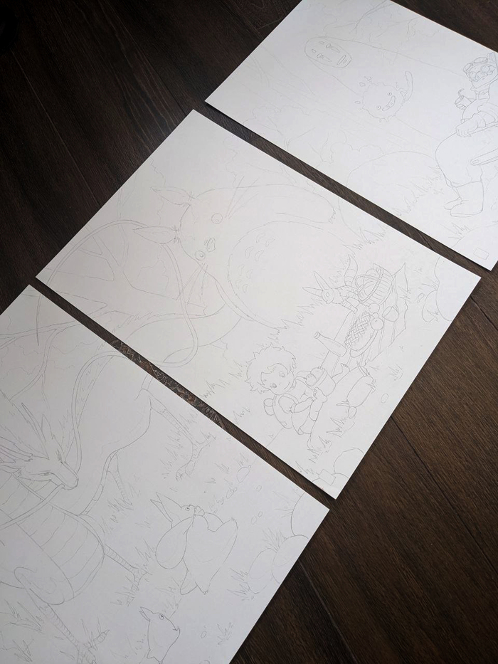 Рисую на заказ первый раз за всё время моего акварельного творчества, взялась, т.к. тема моя любимая). Формат работ для меня огромный - А2 и сразу триптих.