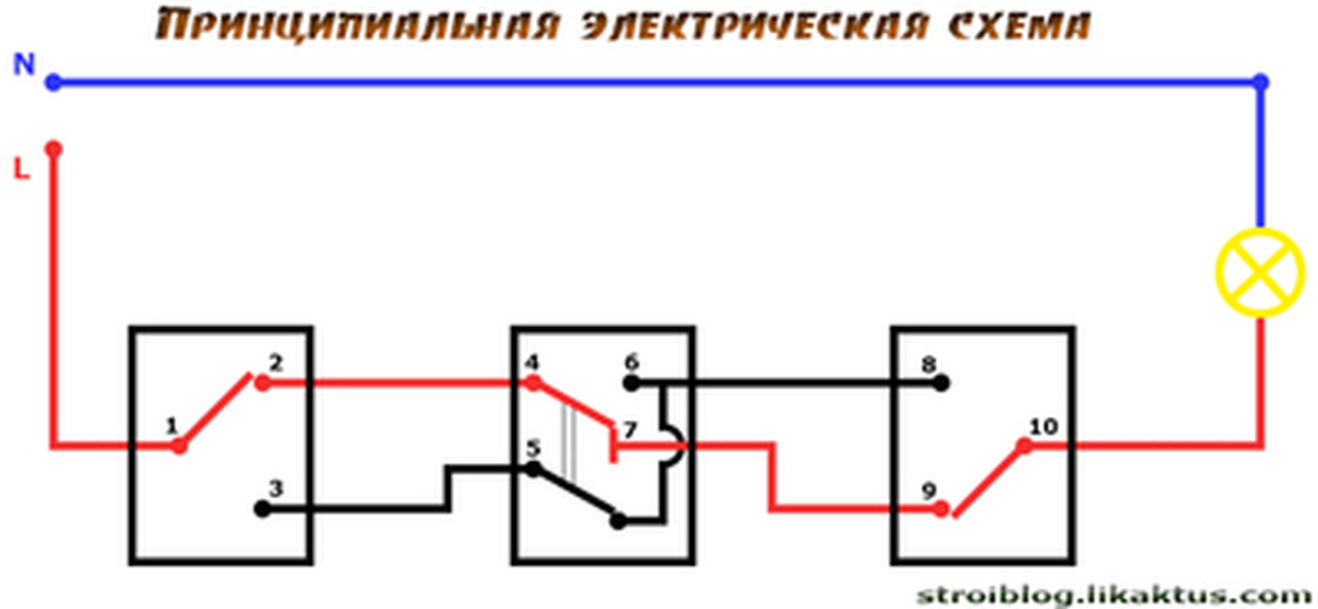 Схема подключения 3 х проходных. Схема расключение проходных выключателей с трех мест. Проходной переключатель схема подключения на 3. Схема подключения двухклавишный переключатель из 3 мест. Проходной переключатель схема на 3 точки подключения.