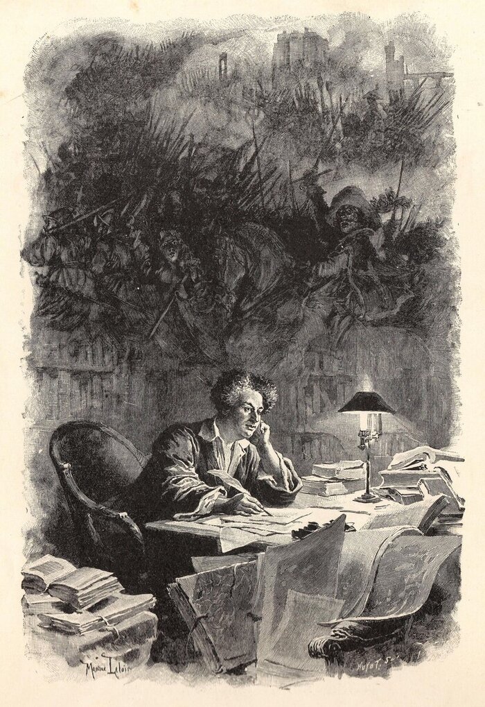 Александр Дюма, автор «Трёх мушкетёров». Рисунок первого иллюстратора романа Мориса Лелуара. И никакого Макэ рядом!