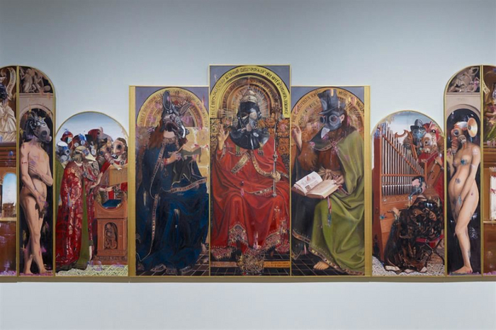 Живописная композиция китайского художника Чжан Чжаоина под названием «Таинственная вечеринка», 2017-2018