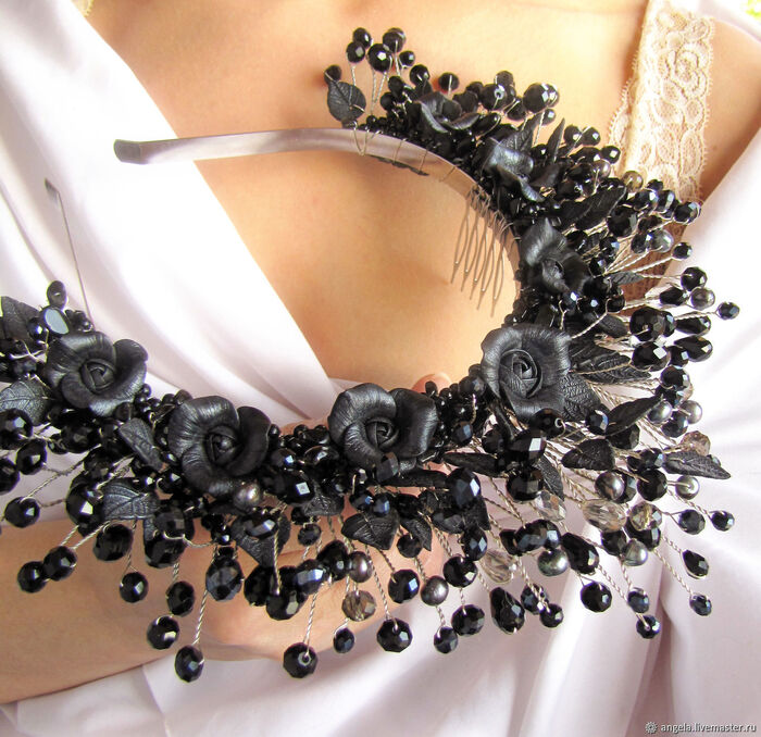 сценическая черная корона в готическом стиле