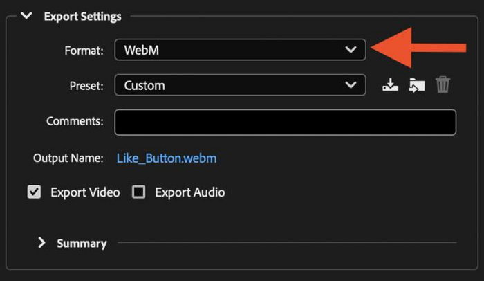 WebM    Export Audio.