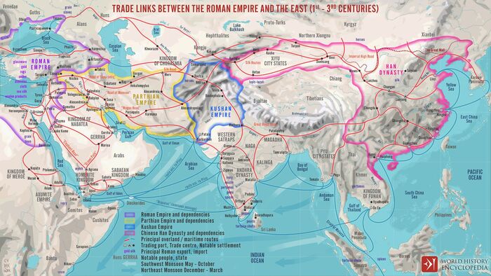 Торговые связи между римской империей и востоком в 1-3 веках