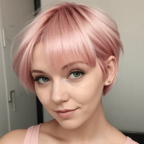       short pink hair: