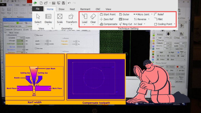    (Kerf width compensation)