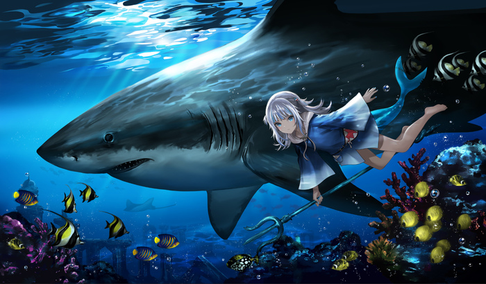 Shark Hololive, Virtual YouTuber, Gawr Gura, Anime Art, ,  , Twitter ()