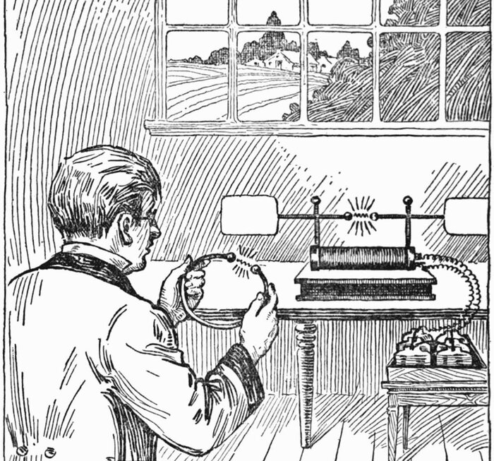 3 Герц в своей лаборатории проводит эксперименты с электромагнитными волнами