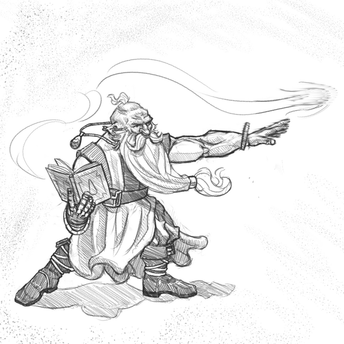 Набросок дворфа волшебника воды