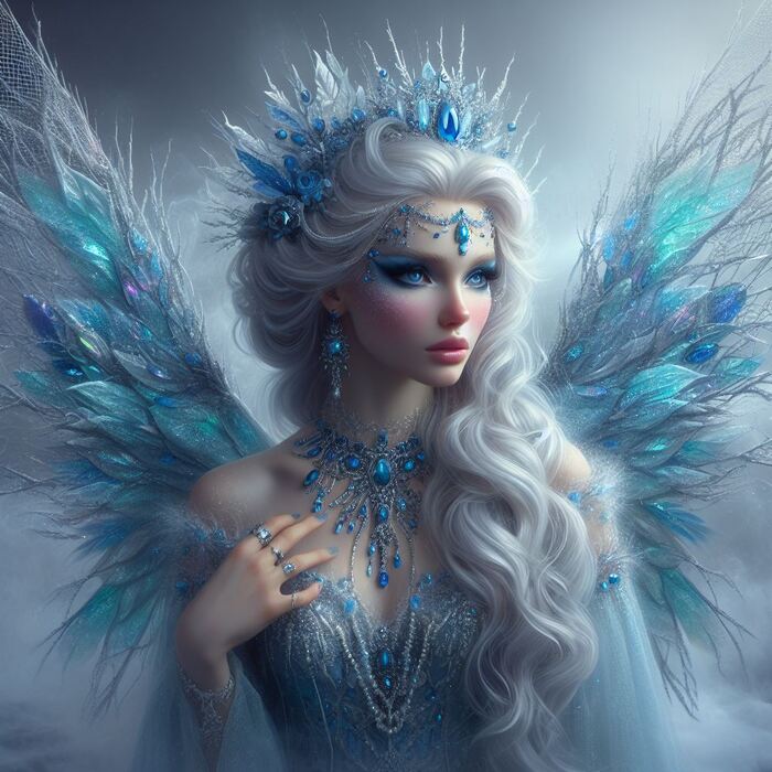 Winter fairy  , Dall-e, , Lady, , , ,   ,  , 2D, , 