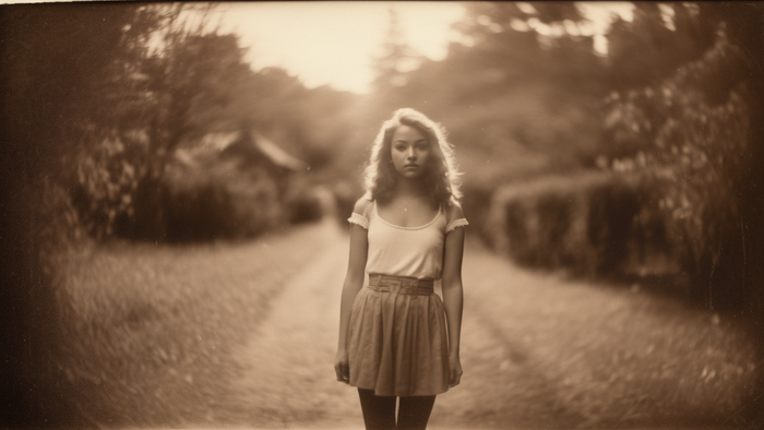 A captivating portrait of a girl, shot with a Pinhole Camera to enhance the scene with a vintage, lo-fi charm, Pinhole Photography, Homemade Pinhole Camera