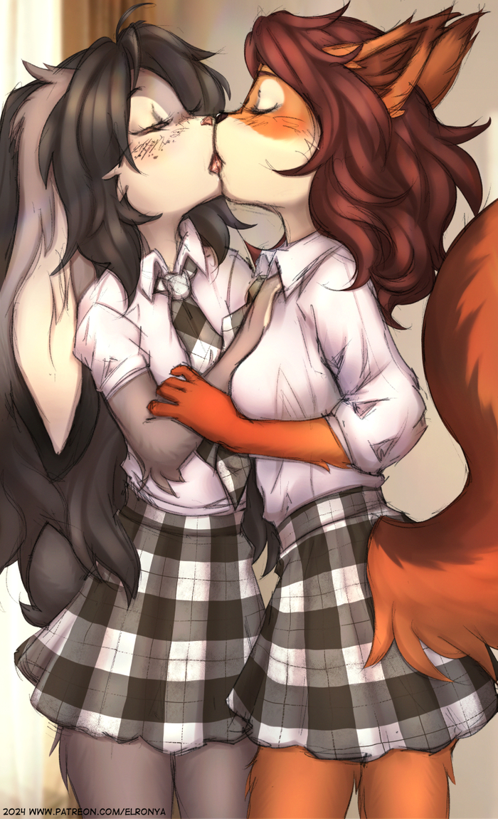 Kiss , , , Furry Lesbian, Furry squirrel, Furry rabbit, , Elronya