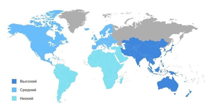 Совокупный среднегодовой темп роста рынка ПЛК по регионам (Market CAGR)