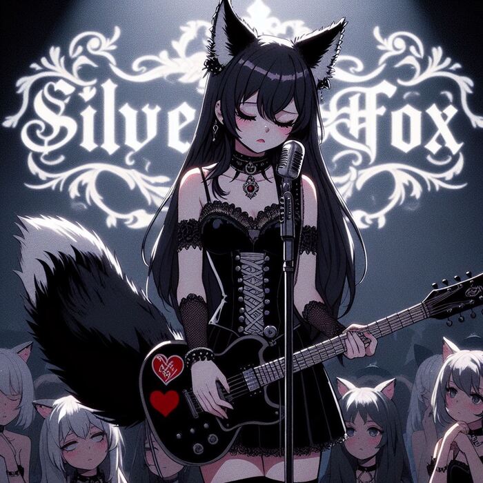 SilverFox (goth rock, fox metal)  ,  , , , Anime Art, , Original Character, , Animal Ears, , , , , Ginger & White, 
