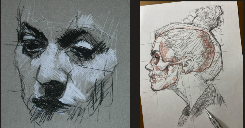 слева пример живописного рисунка, справа более конструктивного.