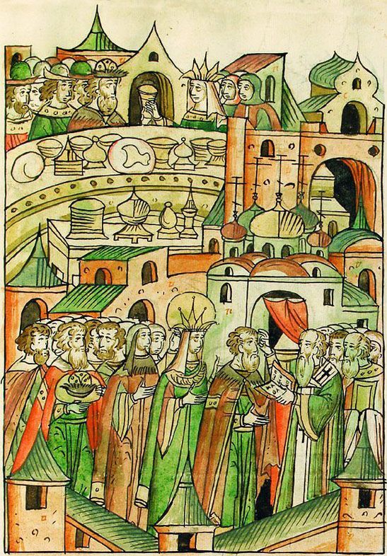 Свадьба. Миниатюра из Лицевого свода