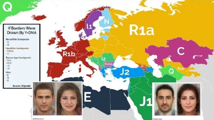 КАРТА СТРАН С ПРЕОБЛАДАЮЩИМИ ДНК(у)-ГАПЛОГРУППАМИ И РАСОВЫМИ ТИПАМИ БЕРБЕРОВ (СЛЕВА) И СЕМИТОВ (СПРАВА). (материал из открытых источников)