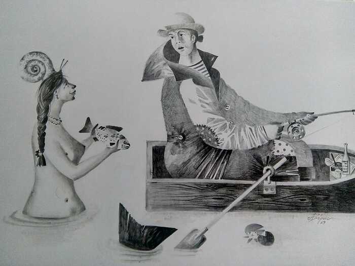 Красивый рисунок к рассказу «Живая шляпа» карандашом