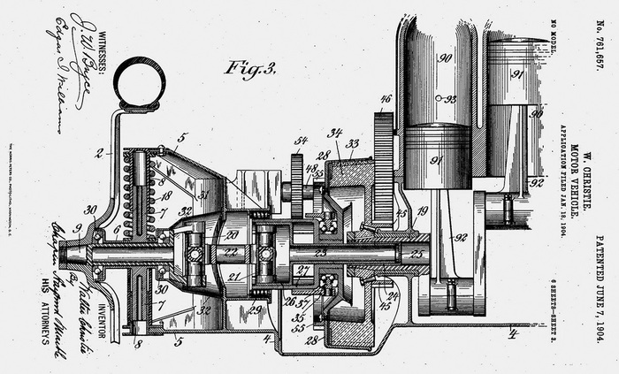 Создатель быстроходных танков Уолтер Кристи начинал с переднеприводных автомобилей с поперечным расположением силового агрегата. Американский патент № 761657 выдан ему 7 июня 1904 года.