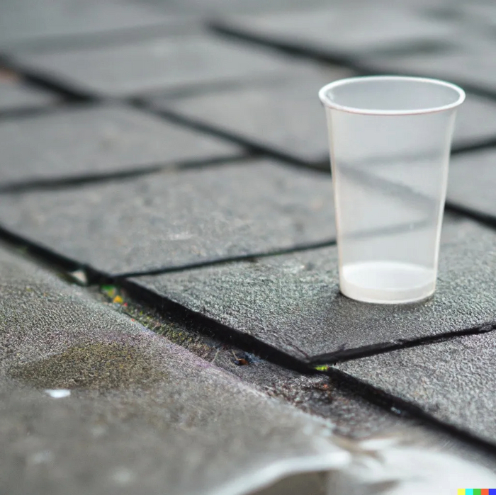 �����: A plastic cup on sidewalk of a big city, Sigma 24mm f/8
