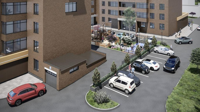 Въезд в подземный паркинг - северная сторона