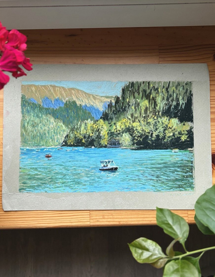 Зарисовала, что успела, дома закончила работу.