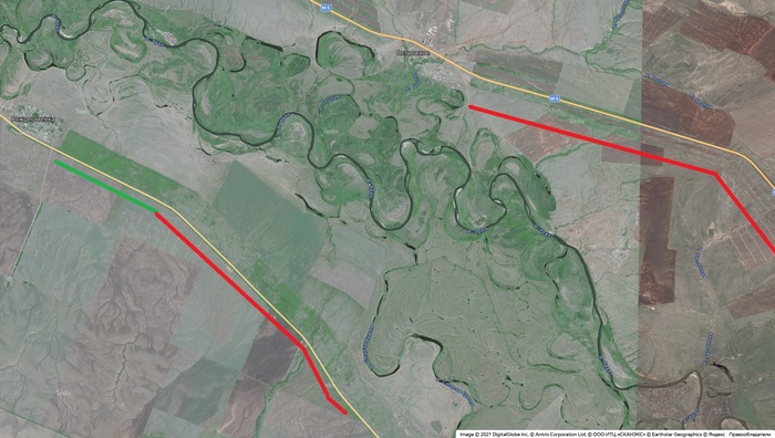 Восточнее Оренбурга.