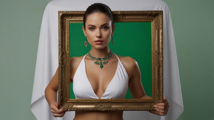 Девушка с рамкой хромакей №6