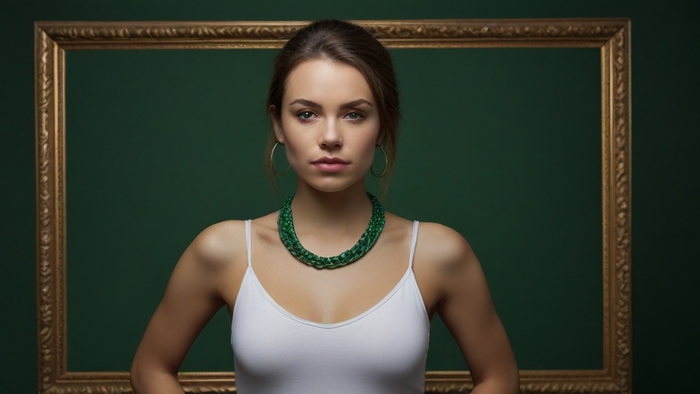 Девушка с рамкой хромакей №10