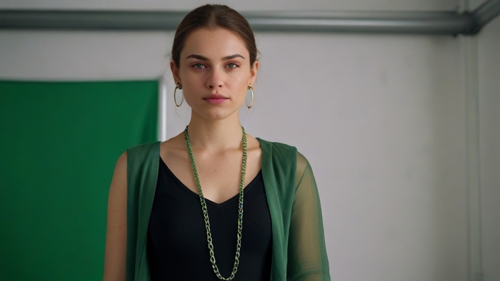 Девушка с рамкой хромакей №14