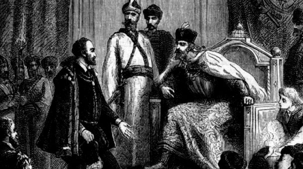 Встреча царем Ченслера. Гравюра 19 века