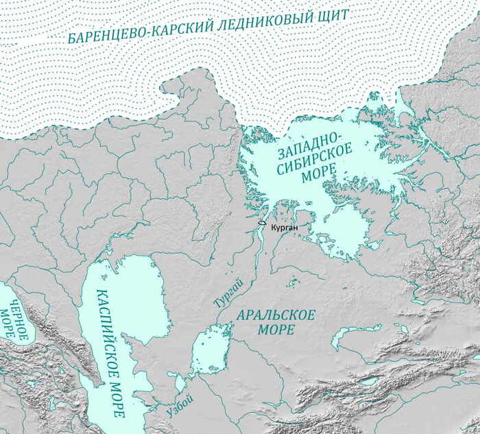 во времена ледников Тобол протекал в обратную сторону и впадал в Аральское море
