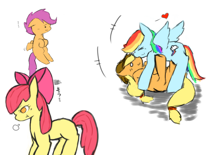 , ! My Little Pony, Rainbow Dash, Applejack, Applebloom, Scootaloo, MLP Lesbian