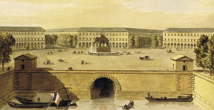 Наполеоновский проект Площади Бастилии с фонтаном в виде слона