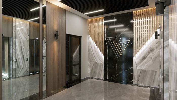 Рендер застройщика - лифтовый холл