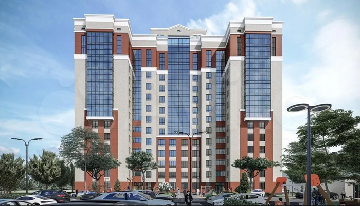 Фасадная сторона ЖК "Ботанический-2" (рендер)