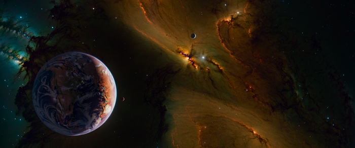   (Promt: 1planet, space, stars, nebula)