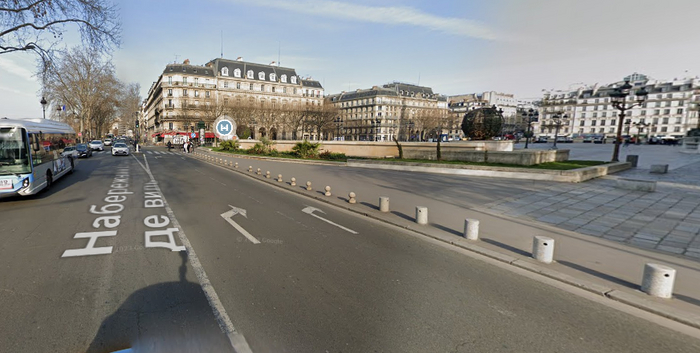 Бывшая набережная Вязов в районе Гревской площади (площадь справа) 2 Pl. de l'Hôtel de Vile