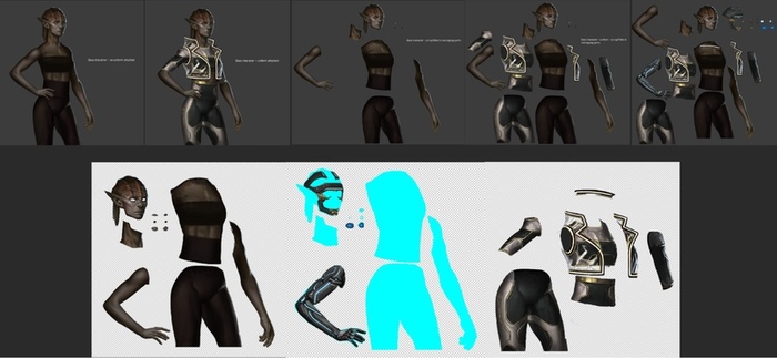 Вот так выглядит процесс. Некоторые кибернетические части временно скрываются на ранних этапах вознесения. Собранная версия персонажа приведена ниже.