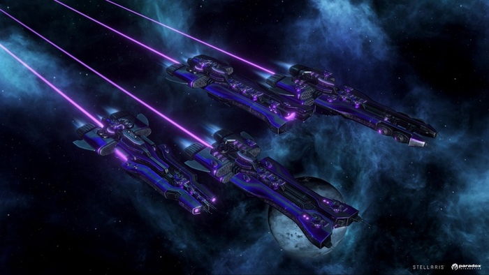 Линкор киборгов с разными модулями в игре