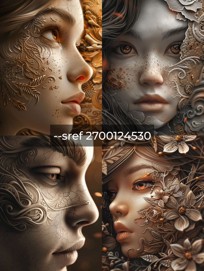 female face --ar 3:4 --sref 2700124530