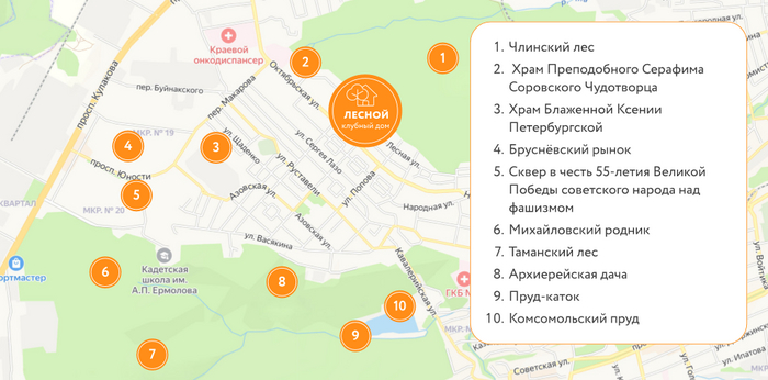 Интересные места в радиусе 3 км.