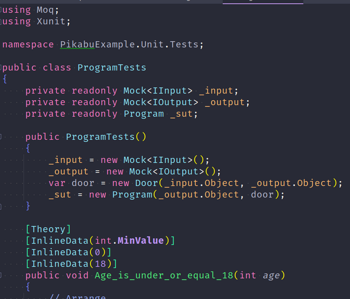 Начало файла ProgramTests.cs